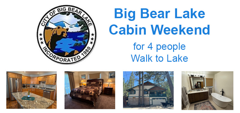 Big Bear Lake cabin weekend auction item for Friends of Madrona Marsh 50th anniversary