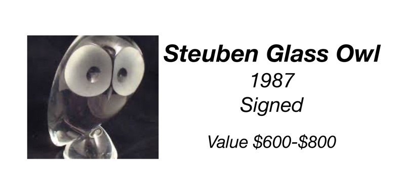 Steuben Glass Owl - Signed 1987 valued at $600-800