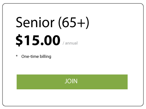 Senior Membership 65+ $15 One-Time Billing