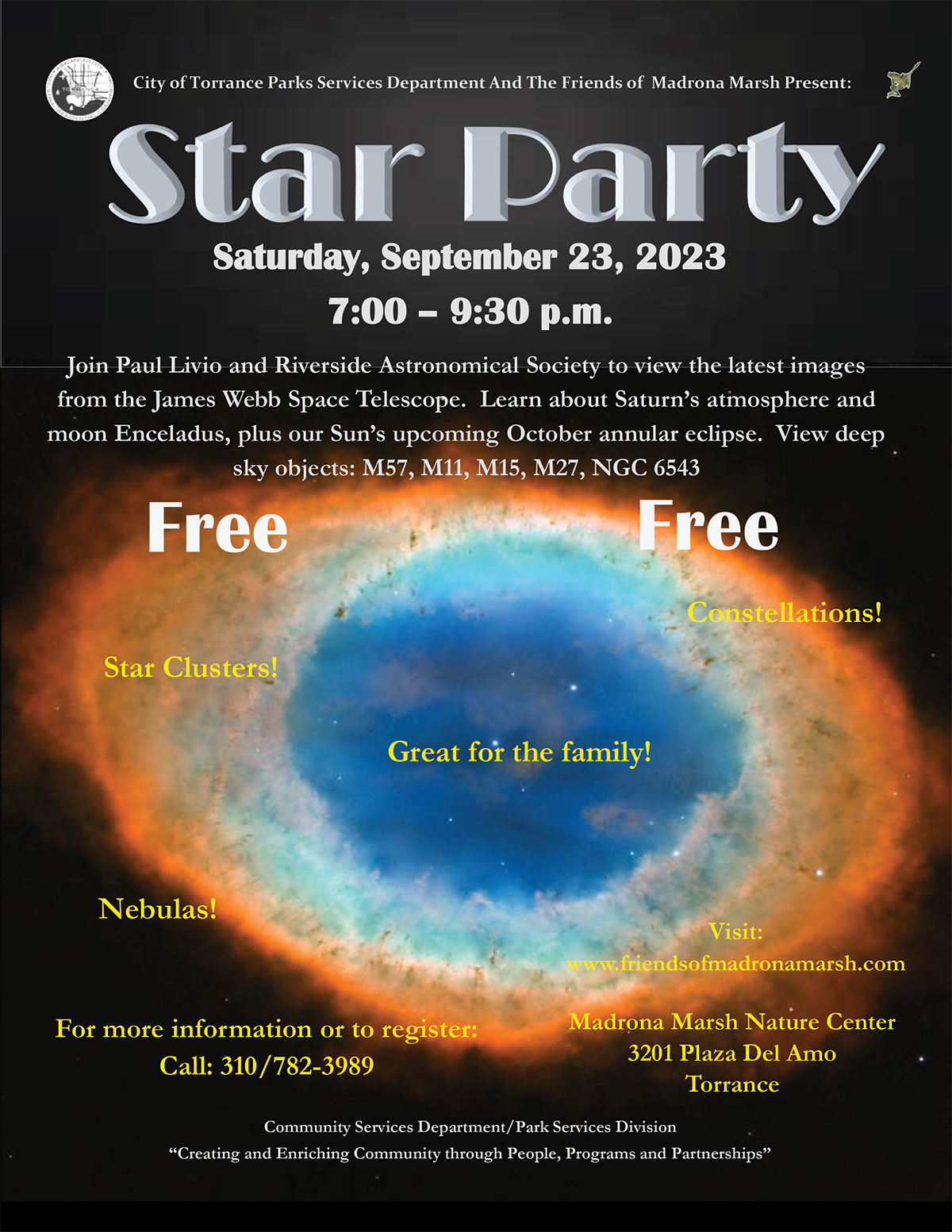 Star Party at Madrona Marsh Saturday, 9/23